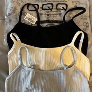 Women's OQQ Ribbed Bodysuit Set - Black, Cream, light Blue